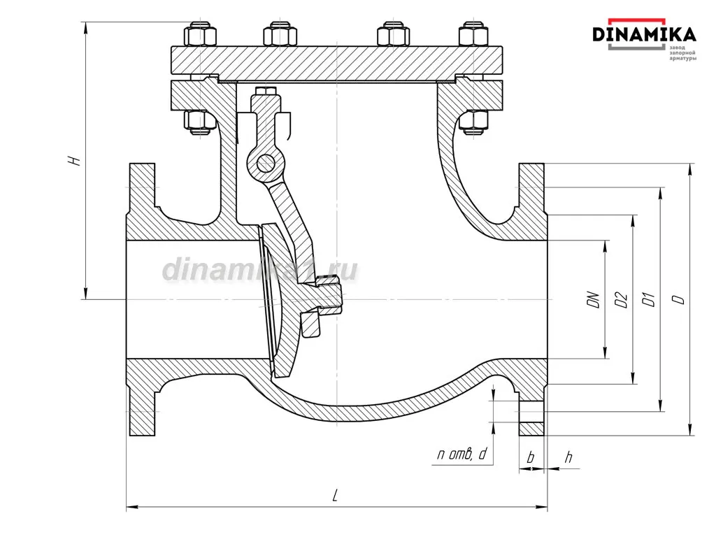 Обратный клапан 19нж76нж Ду150 фланцевый